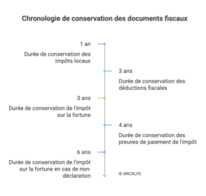 schéma de la chronologie des papiers fiscaux à conserver