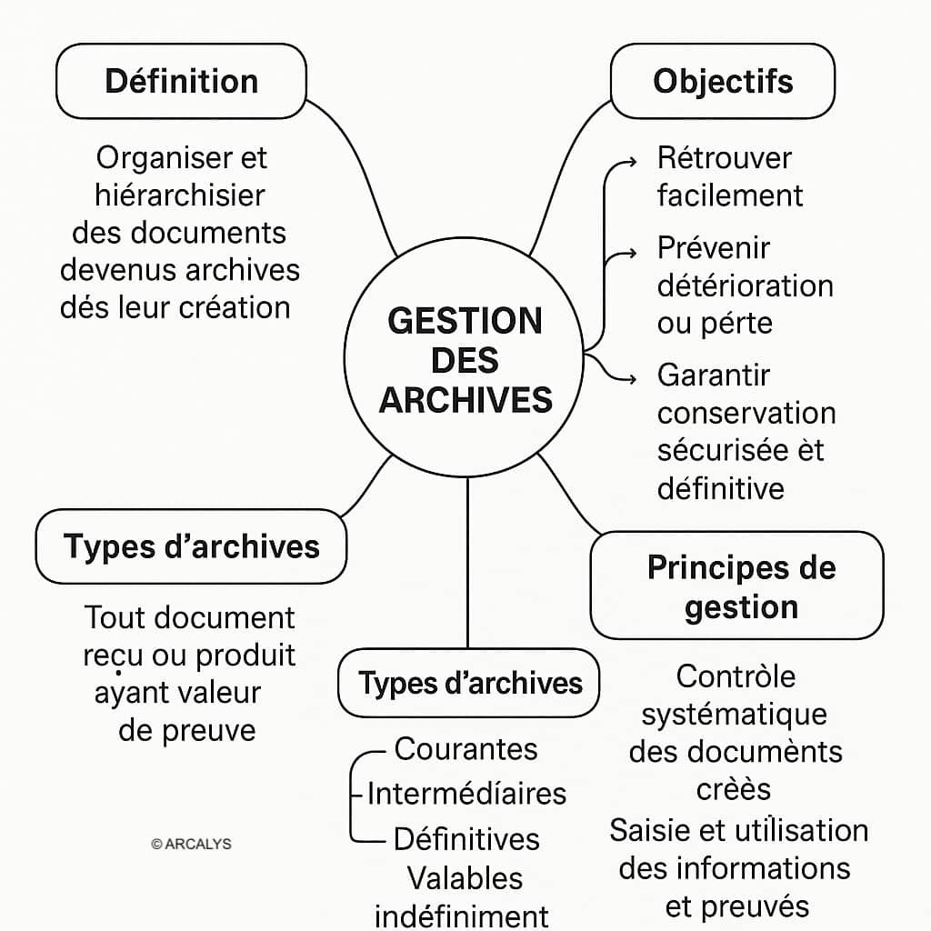 carte mentale représentant le système de gestion darchives